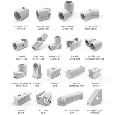 Lean Pipe Joint Aluminum Tube Connector Double Tube External Direct Head